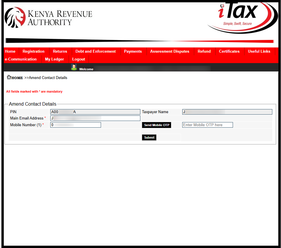 Next, select and delete the current mobile number and proceed to enter your new mobile number on iTax. Once you have entered your mobile number, you will be prompted to verify the same by sending mobile OTP to the new mobile number. Proceed by clicking on the "OK" button.