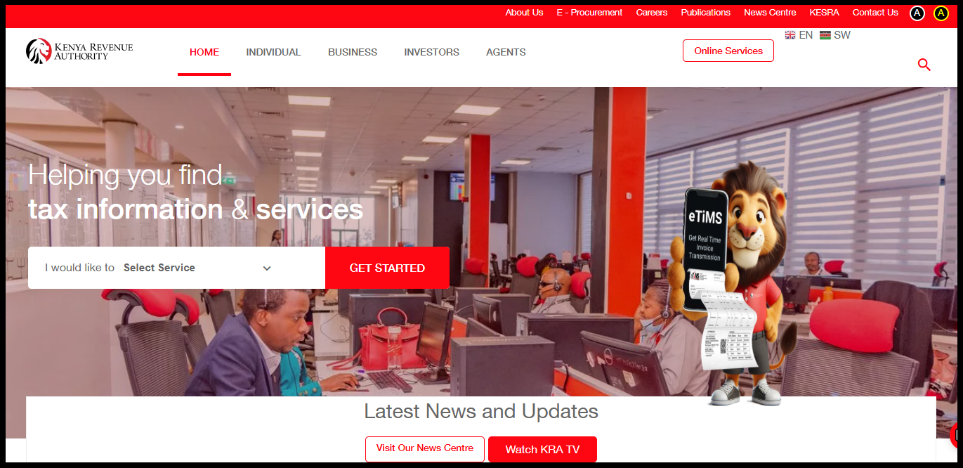 The first step in the process of downloading the latest P10 Return Simplified Version 30.0.2 is to visit KRA website using this link - https://www.kra.go.ke/