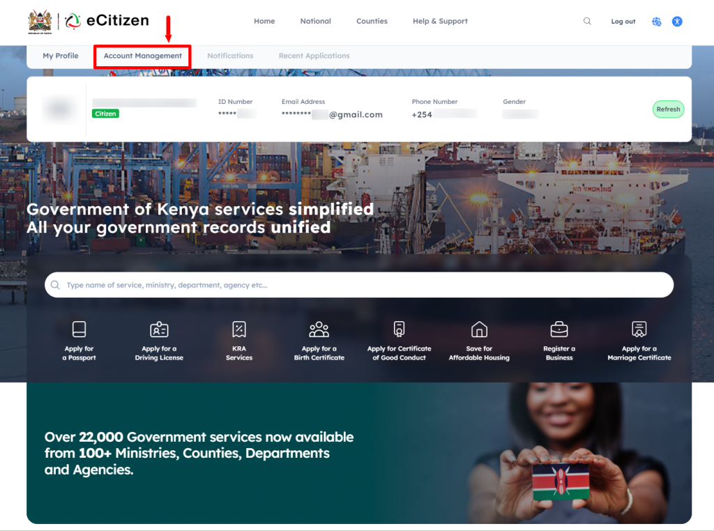 Click on Account Management