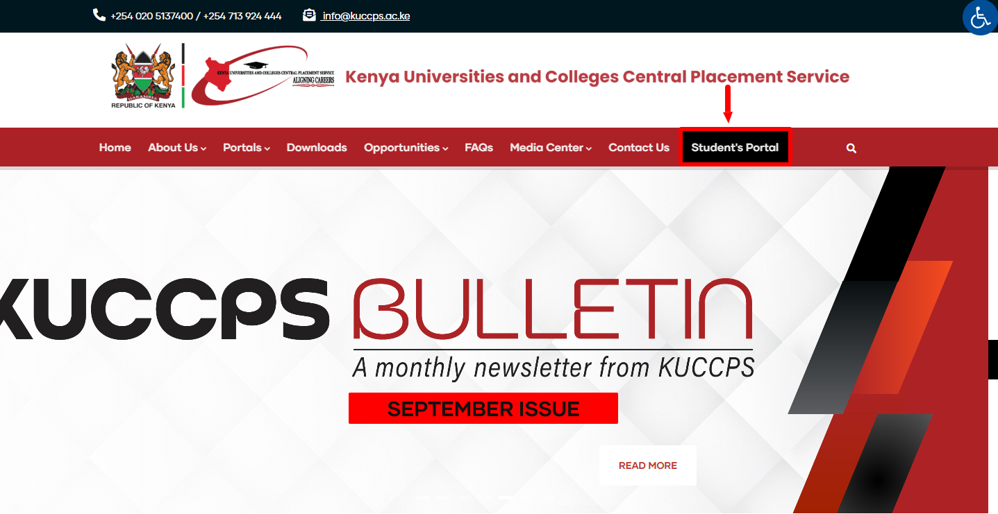 click on kuccps students portal