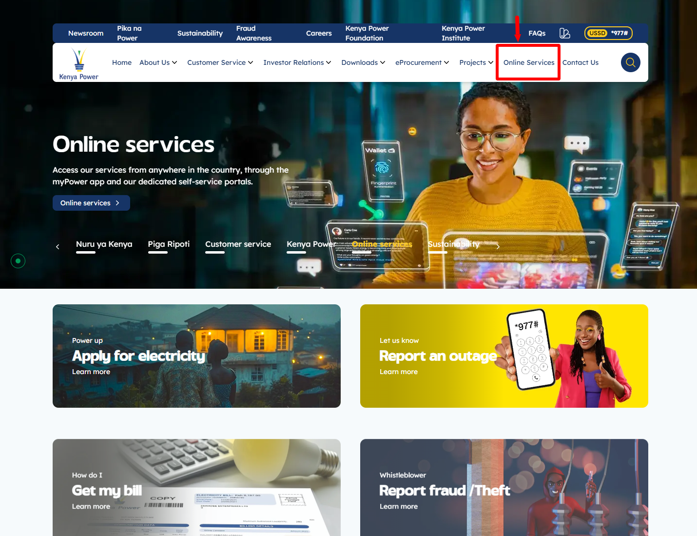 click on service